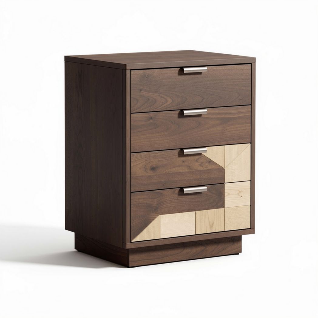 Wooden bedside table with four drawers - 60 x 40 x 80cm