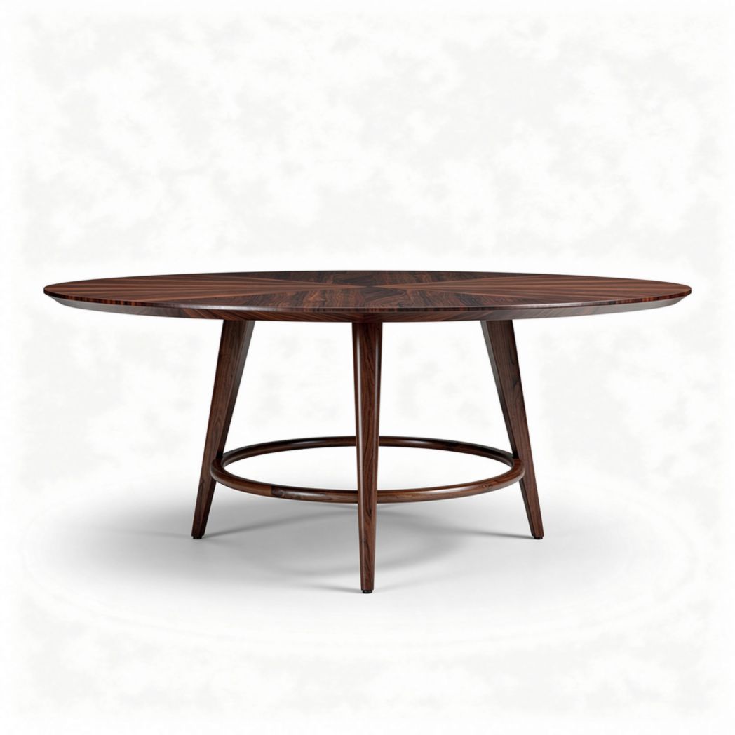 Round coffee table for living room - walnut wood, 120 x 120 x 75cm