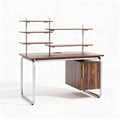 Wooden desk with shelves and side cabinet - 120 x 60 x 100cm