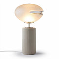 Table lamp with frosted glass shade and ribbed ceramic base - 25 x 20 x 40cm