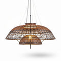 Woven rattan pendant light fixture for home or office - 50 x 50 x 30cm